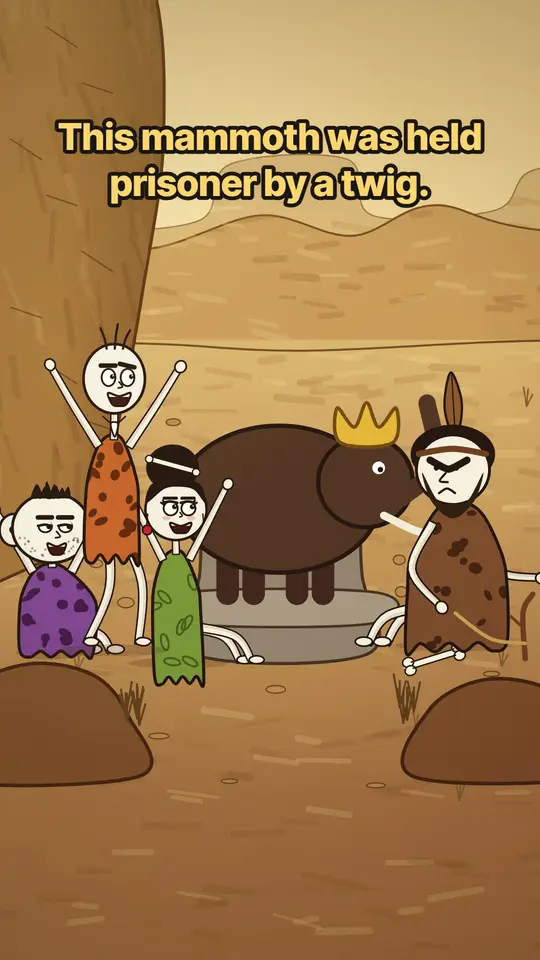Held by a Twig: A mammoth held prisoner by a twig