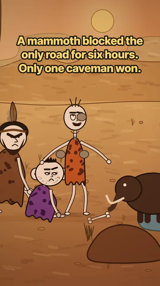The Mammoth on the Road: A mammoth blocked the road for six hours. One caveman won.