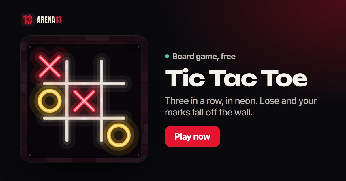 Tic Tac Toe in glowing neon on a brick wall